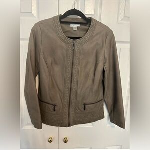 Christopher & Banks Taupe Faux Leather Jacket Size Medium